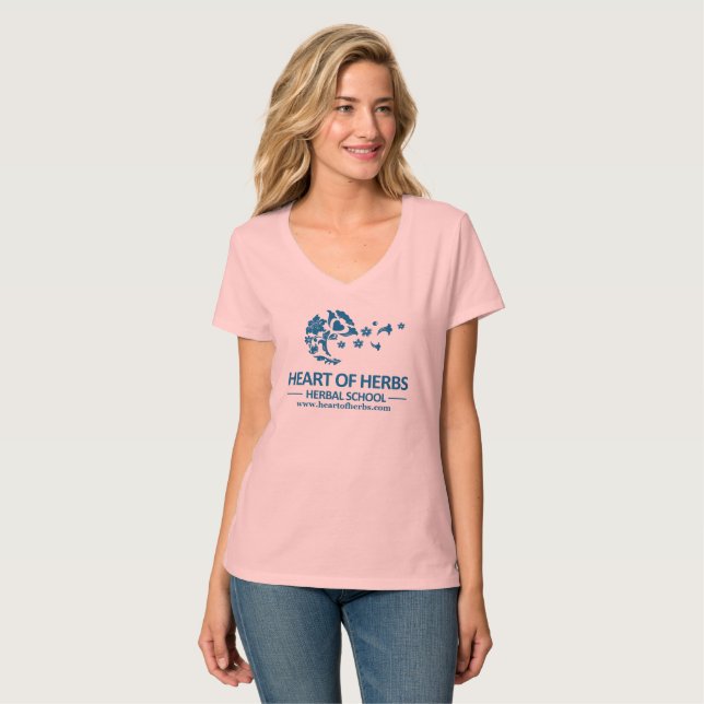 T-shirt Coeur de V-Cou de fines herbes d'école d'herbes (Devant entier)