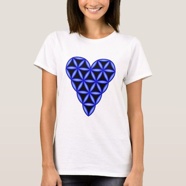 T-Shirt - 'Coeur de vie', 3D, Bleu. (Devant)