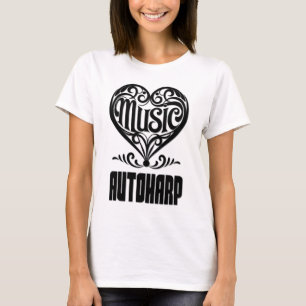 T-shirt Coeur défilé élégant pour les amateurs de autoharp