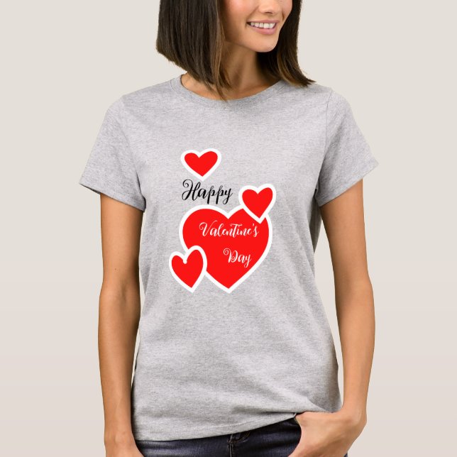 T-shirt Coeur des femmes Heureuses Saintes-Valentin mignon (Devant)