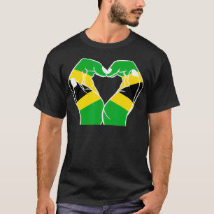 T-shirt Coeur des mains avec le drapeau jamaïcain