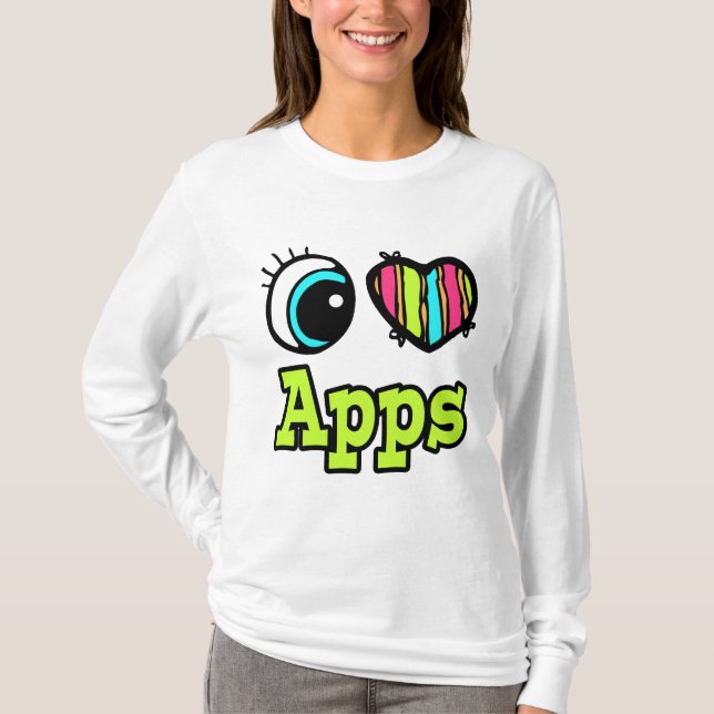 T-shirt Coeur des yeux lumineux J'aime les applications (Devant)