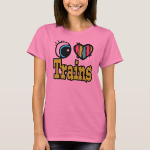 T-shirt Coeur des yeux lumineux J'aime les trains