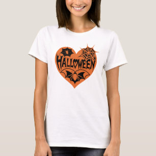 T-shirt Cœur d'Halloween, Forme de cœur orange, Toile d'ar