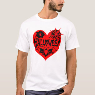 T-shirt Cœur d'Halloween, forme de cœur rouge, toile d'ara