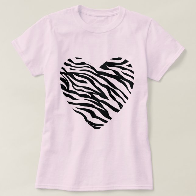 T-shirt Coeur d'impression de zèbre (Design devant)