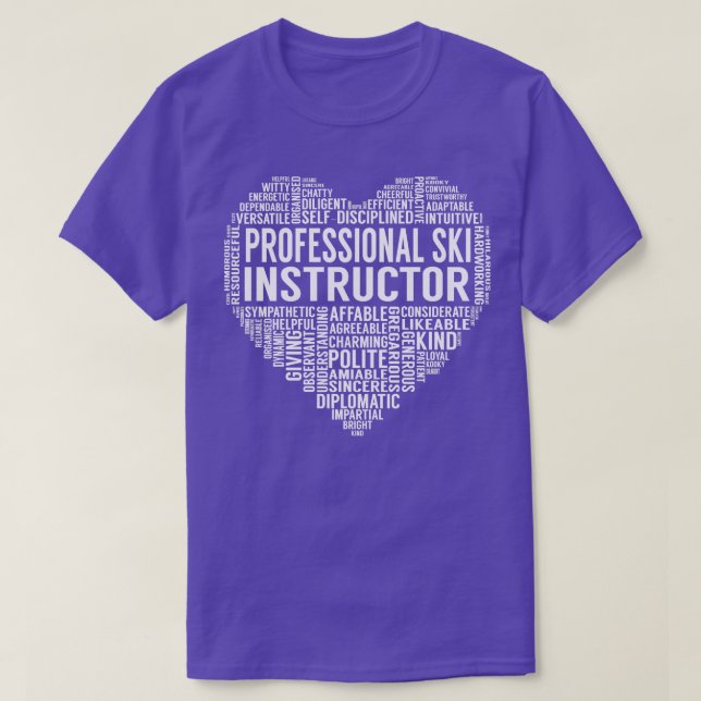 T-shirt Coeur d'instructeur professionnel de ski (Design devant)