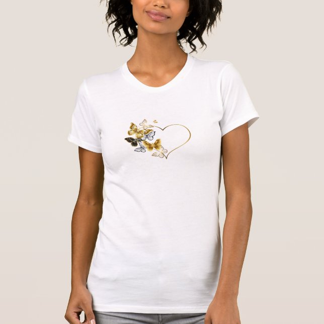 T-shirt Coeur d'or et papillons Bella+Canvas Slim Fit T (Devant)