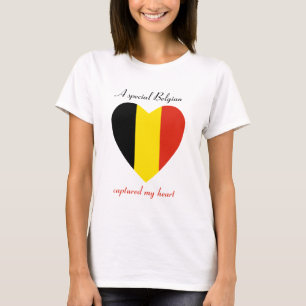 T-Shirt Cœur Drapeau de la Belgique