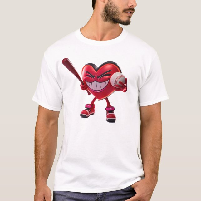 T-shirt Coeur drôle Jouer au baseball (Devant)