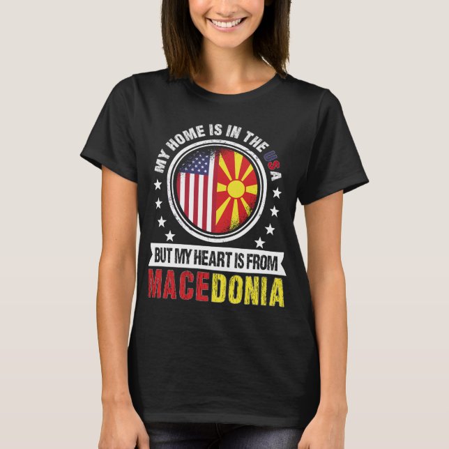 T-shirt Coeur du drapeau américain macédonien Macédoine Pa (Devant)
