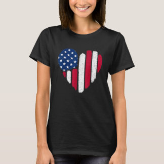 T-shirt Cœur du drapeau américain rétro patriotique 4 juil