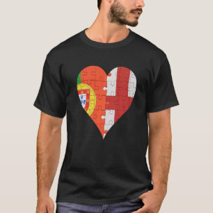 T-shirt Coeur du drapeau anglais portugais