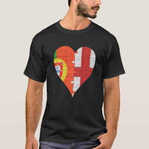 T-shirt Coeur du drapeau anglais portugais