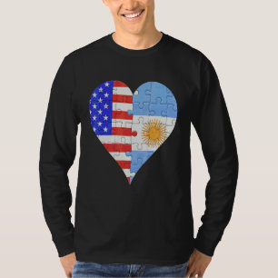 T-shirt Coeur du drapeau argentin américain
