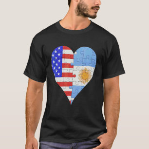 T-shirt Coeur du drapeau argentin américain