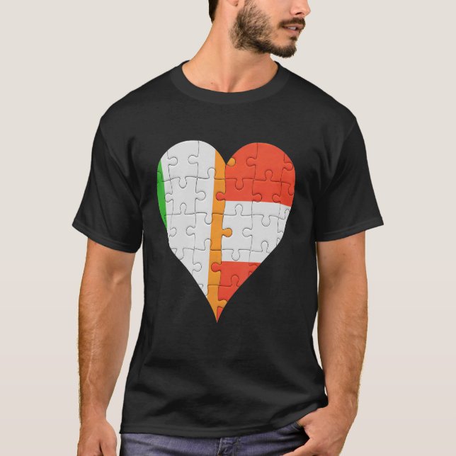T-shirt Coeur du drapeau autrichien irlandais (Devant)