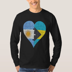 T-shirt Coeur du drapeau bahaméen argentin