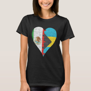 T-shirt Coeur du drapeau bahaméen mexicain