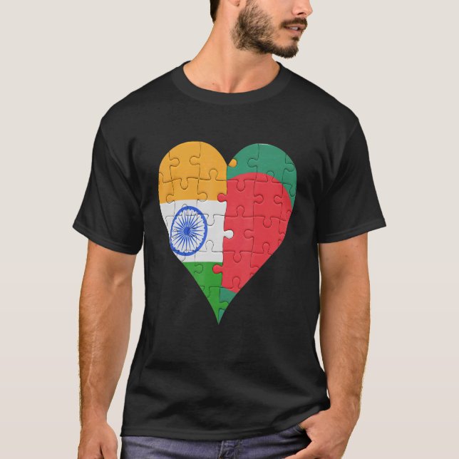 T-shirt Coeur du drapeau bengali indien (Devant)