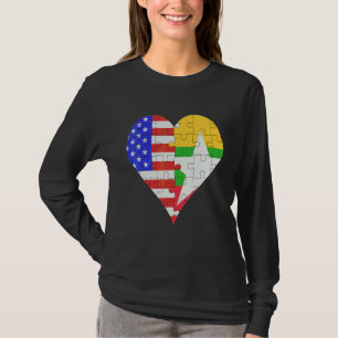 T-shirt Coeur du drapeau birman américain