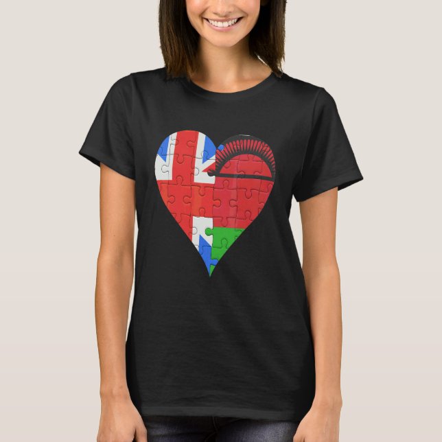 T-shirt Coeur du drapeau britannique du Malawi (Devant)