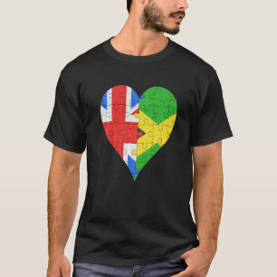 T-shirt Coeur du drapeau britannique jamaïcain