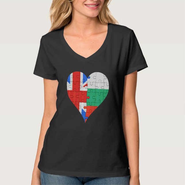T-shirt Coeur du drapeau bulgare britannique (Devant)