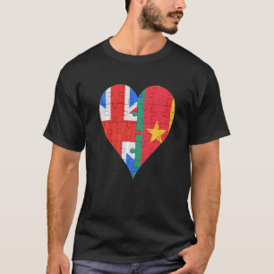 T-shirt Coeur du drapeau camerounais britannique