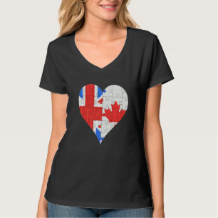 T-shirt Coeur du drapeau canadien britannique