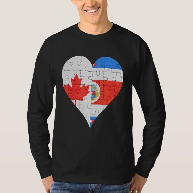 T-shirt Coeur du drapeau canadien du Costa Rica (Devant)