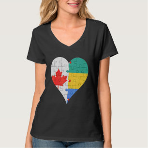 T-shirt Coeur du drapeau canadien gabonais