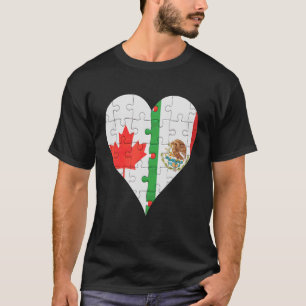 T-shirt Coeur du drapeau canadien mexicain