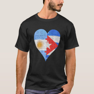 T-shirt Coeur du drapeau cubain argentin
