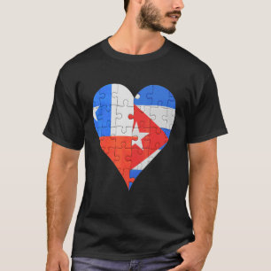 T-shirt Coeur du drapeau cubain chilien
