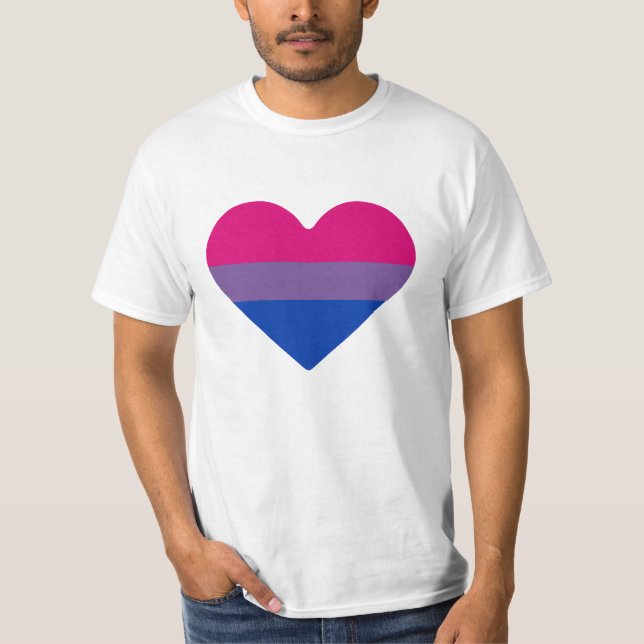T-shirt Coeur du drapeau de la fierté bisexuelle (Devant)