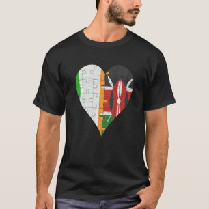 T-shirt Coeur du drapeau du Kenya irlandais