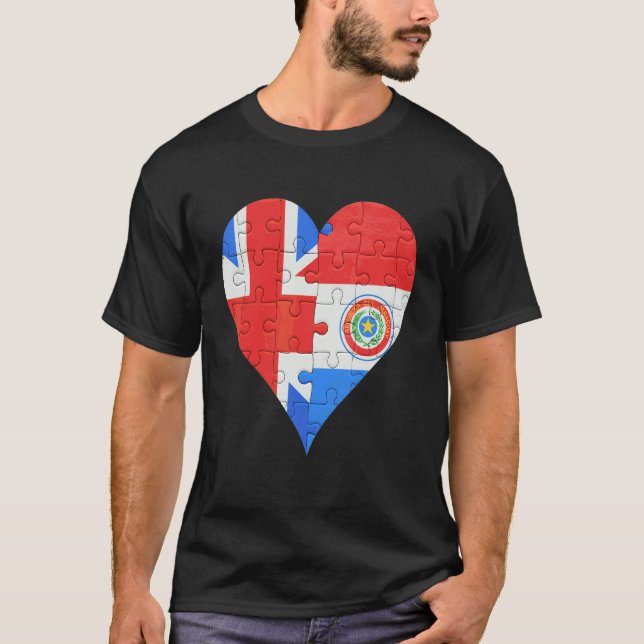 T-shirt Coeur du drapeau du Paraguay britannique (Devant)