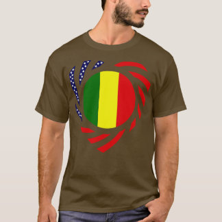 T-shirt Coeur du drapeau du patriote malien américain