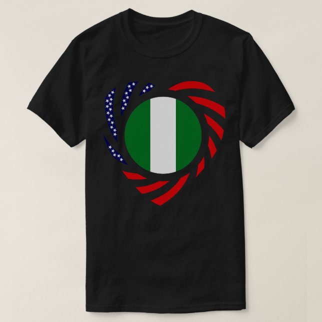 T-shirt Coeur du drapeau du patriote multinational nigéria (Design devant)