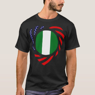 T-shirt Coeur du drapeau du patriote multinational nigéria