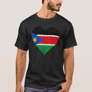 T-shirt Coeur du drapeau du Sud-Soudan vintage