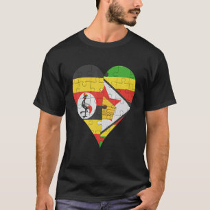 T-shirt Coeur du drapeau du Zimbabwe ougandais