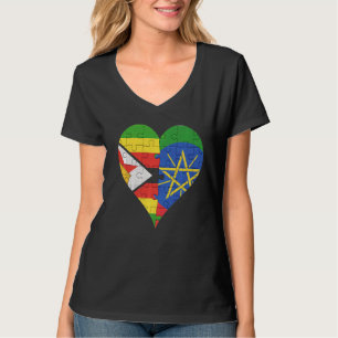 T-shirt Coeur du drapeau éthiopien du Zimbabwe