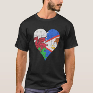T-shirt Coeur du drapeau gallois américain samoan