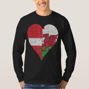 T-shirt Coeur du drapeau gallois letton