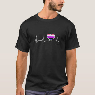 T-shirt Coeur du drapeau Genderfluide pour la fierté Gende