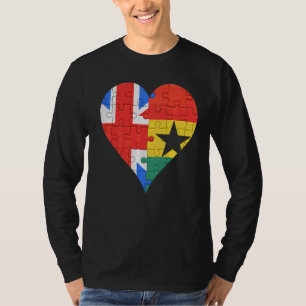 T-shirt Coeur du drapeau ghanéen britannique