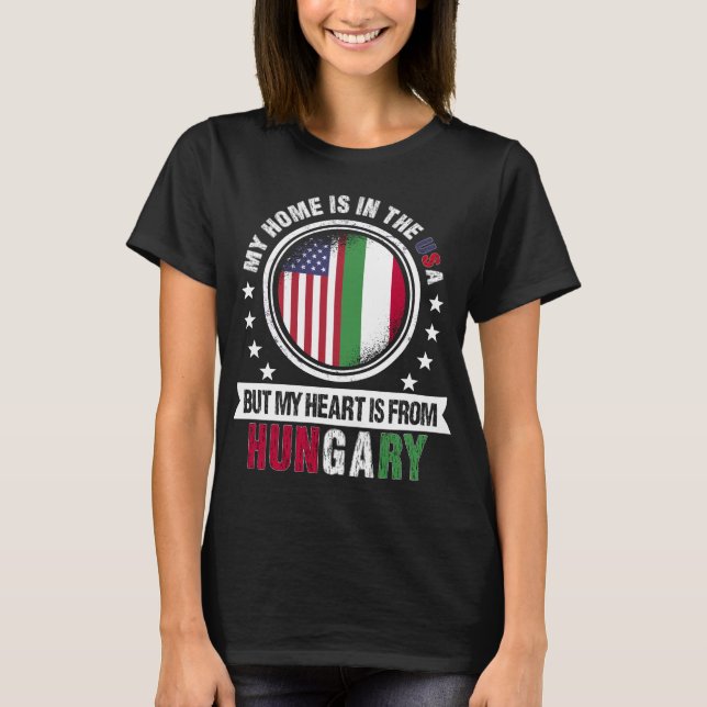 T-shirt Coeur du drapeau hongrois américain du patriote ho (Devant)