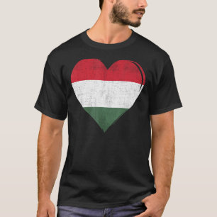 T-shirt Coeur du drapeau hongrois vintage